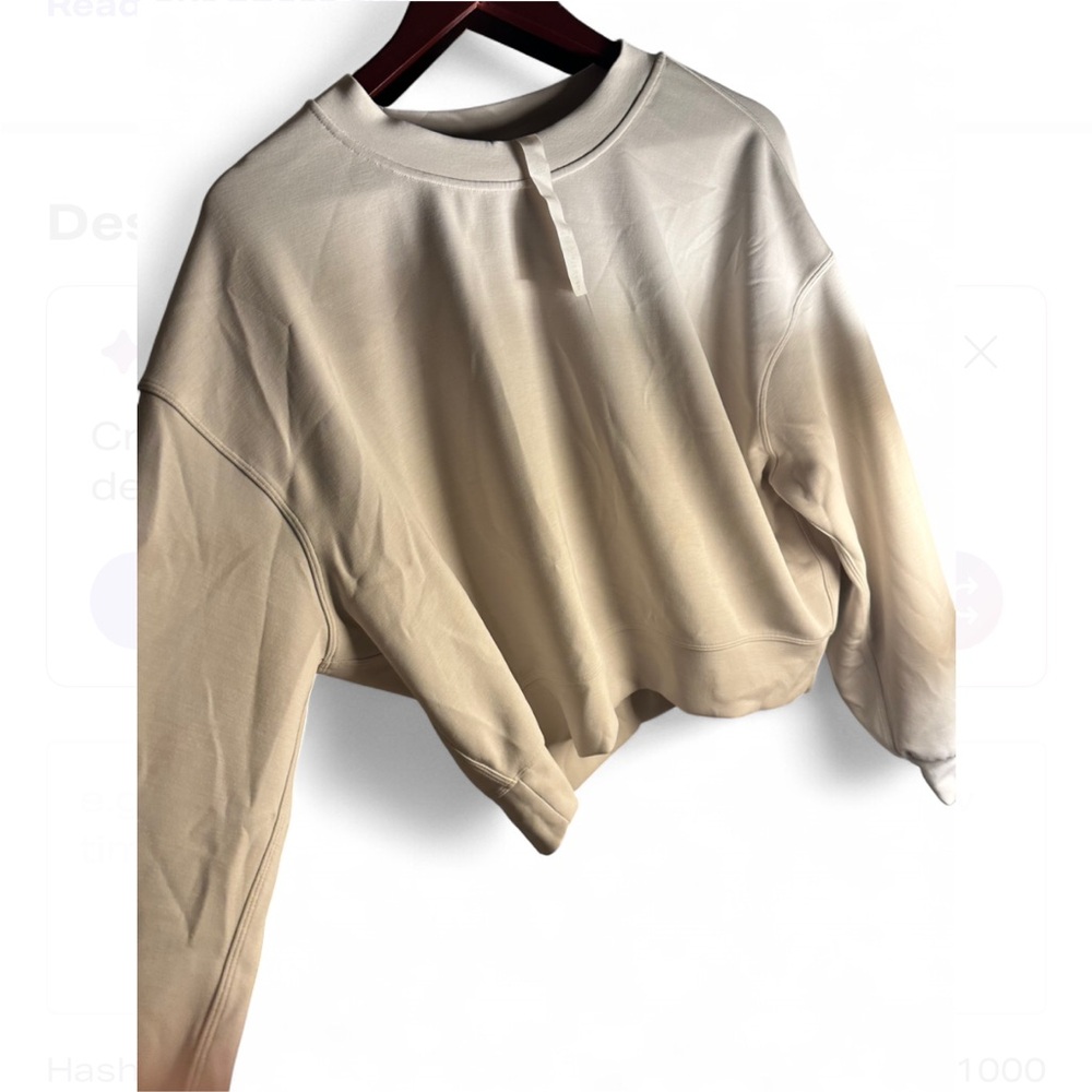 Lululemon Softstreme Perfectly Oversized Cropped Crew Bone Size 6